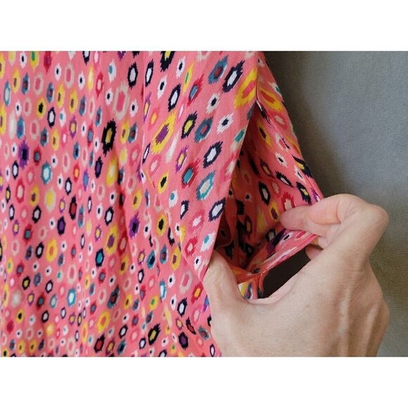 Womens Spaghetti Strap Dress Colorful Coral Graphic Print With Pockets Sz S NEW! - Picture 9 of 12